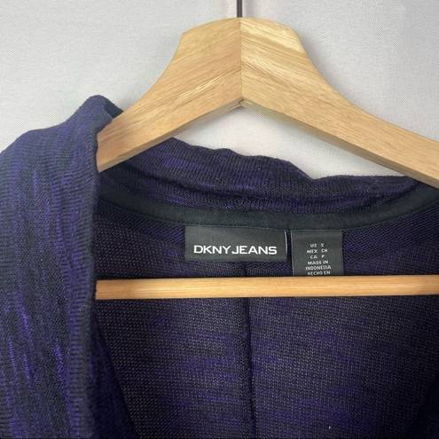 DKNY  Purple & Black Cowl Neck Knit Asymmetrical Hem Sweater S