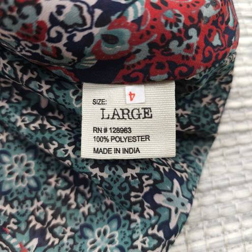 Ban Jara  Womens Large Red Blue Mixed Print V-Neck Tank Dress with Pockets