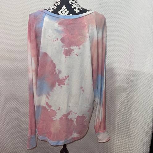 The Comfy Adora Hot Pink Blue Tie Dye Multicolor lightweight high/low - NWT.