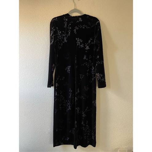 Kathie Lee Collection  vintage 90s velour floral midi dress size medium