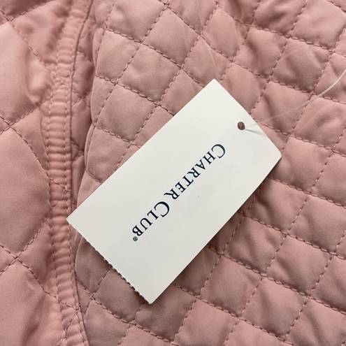 Charter Club M //  NWT Pink Stand Up Collar Zip Up Quilted Vest