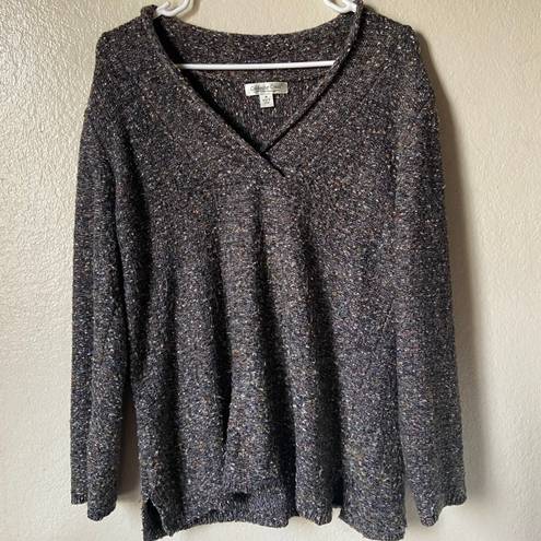 Coldwater Creek Grey V-Neck Sweater Top