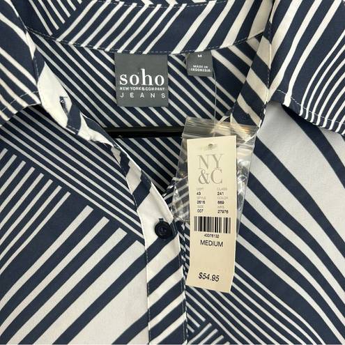 Krass&co NWT NY &  Soho Striped Asymmetrical Button Down Shirt Size Medium