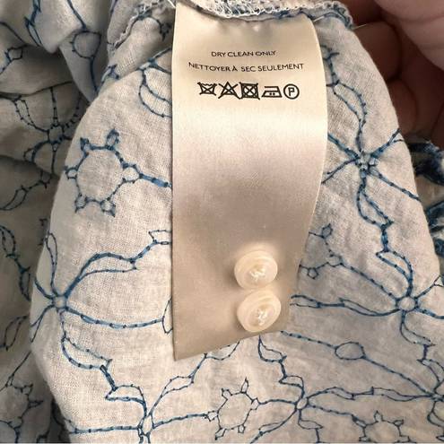 Pilcro  ANTHROPOLOGIE Cotton Blue Embroidered Button down Costal Top Size Medium