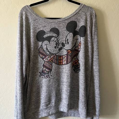 Disney  Parks Mickey and Minnie holiday long sleeve lightweight oversize sweater