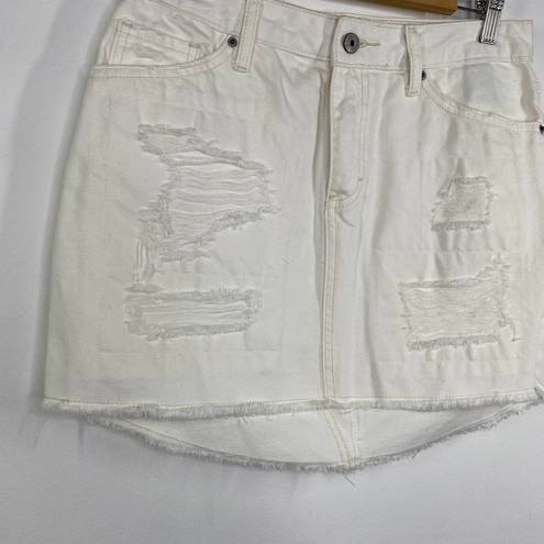 Vanilla Star Jeans Vanilla Star White Denim Distressed Raw Hem Jean Mini Skirt Women's Size 7