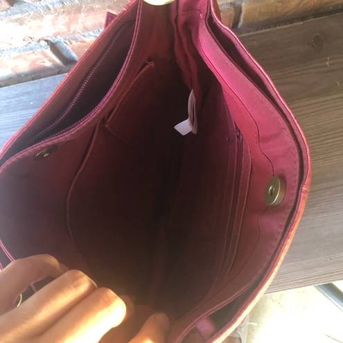 Cabin creek Vintage  Floral Embossed Leather Bag Cranberry Hobo Crossbody