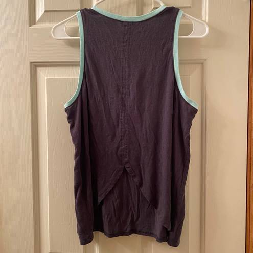 Peloton Flow Tulip Back Tank Top Size Large Black Teal Trim