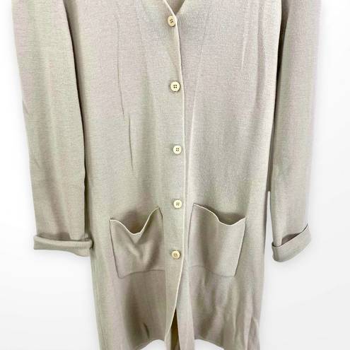 DKNY 00s  Vintage Cream Wool Knit V-Neck Cardigan Sweater