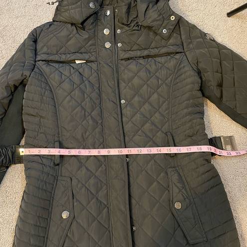 Nicole Miller  Studio Black Hooded Puffer Fur Lined Winter Coat- Size Medium