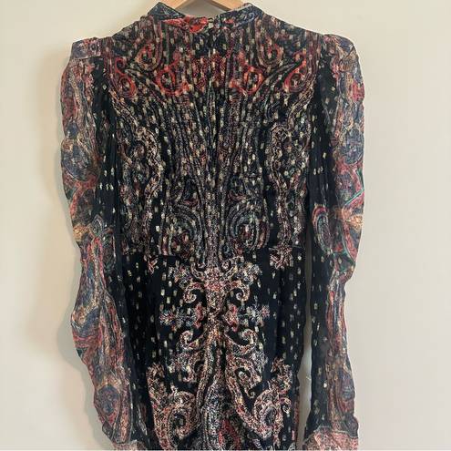 Rococo  Sand NWT Nott Midi Printed v neck black dress size small