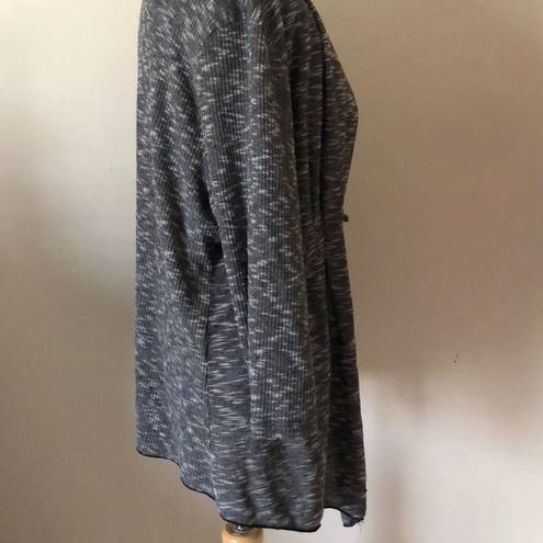 St. Tropez  West Open Front cardigan sweater w/tie knit top tunic black gray