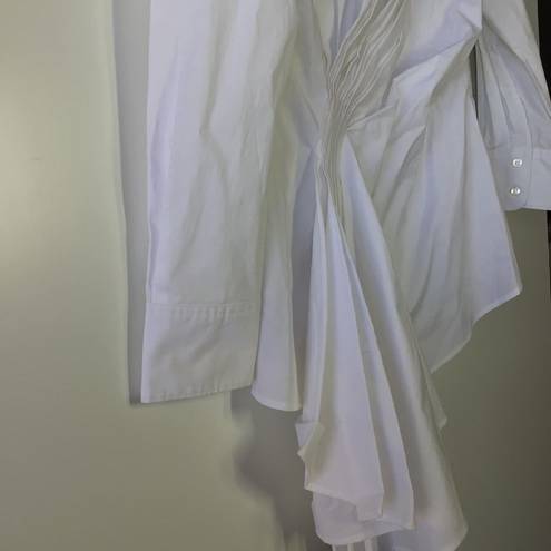 Natori  cotton poplin side drape button doown Blouse White