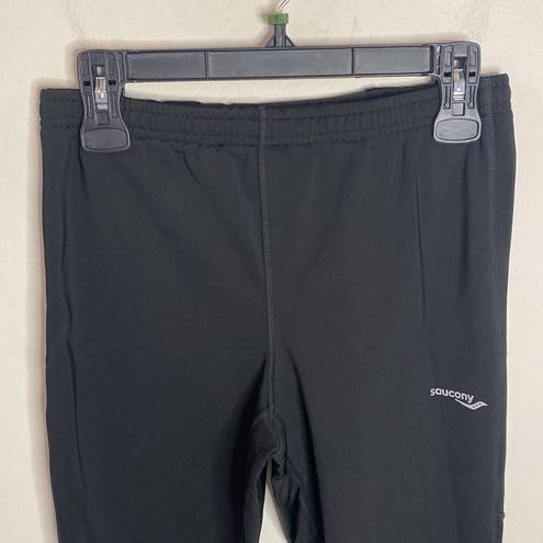 Saucony  fleece lined zip calf outdoor running leggings tights in black size S