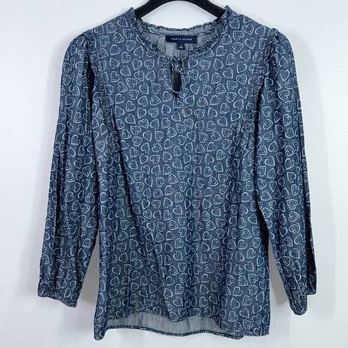 Tommy Hilfiger  chambray style heart print blouse size medium