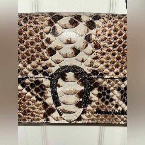 Vera Pelle Marina Galanti  Snake Print Leather Metal Chain Crossbody Bag Italy