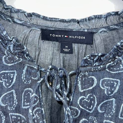 Tommy Hilfiger  chambray style heart print blouse size medium