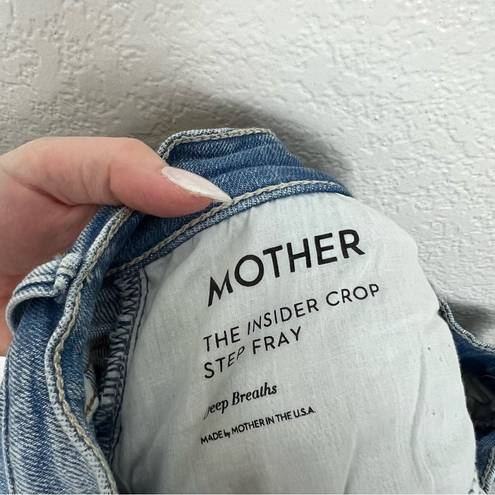 Mother The Insider Crop Step Fray Jeans In Deep Breaths Cotton Blend Size 25