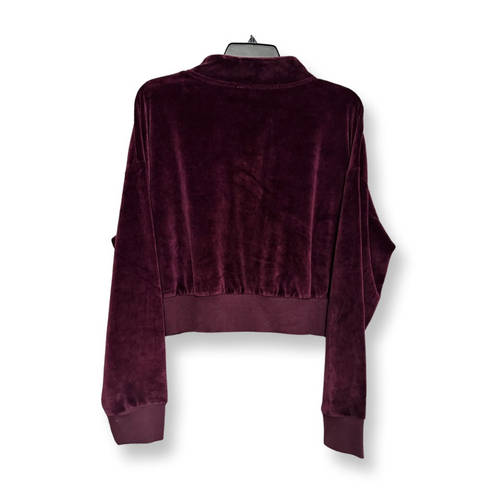 Abound  Womens Cropped Sweatshirt Maroon Velvet 1/4 Zip Stretch Plus 1X New