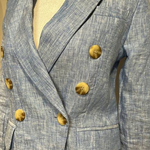 Magaschoni  NWT 100% Linen baby blue double breasted blazer - XS ($228 retail)