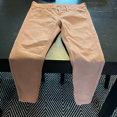 7 For All Mankind For All Mankind jeans in a peach color. Size 27. The Cropped Skinny. EUC.