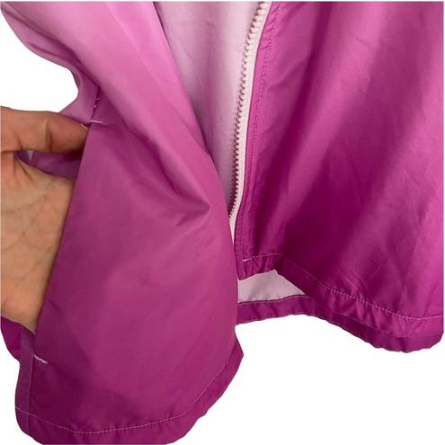 FILA  Sport Windbreaker Jacket Ombre Neon Hooded Zipper Lightweight Rain XSmall