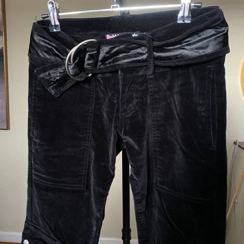 Bubblegum Vintage Y2K  black velour flared pocket jeans low rise sz 24