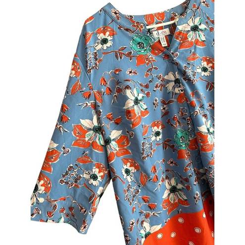 D&. Denim Company Ladies Floral 3/4 Sleeve Blouse Size 2X Plus Size