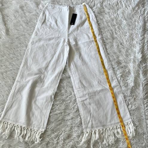 Lulus  Women’s Blissfully Boho Ivory Tasseled Wide-Leg Pants size Small