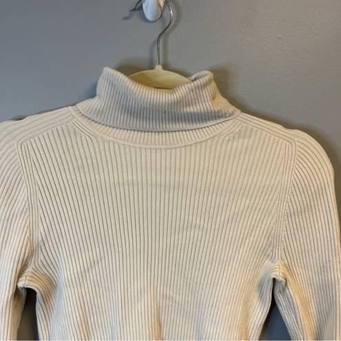 Everlane  Top Cream The Italian Merino Rib Turtleneck Knit Sz M EUC