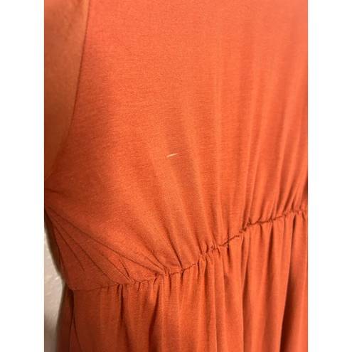 Isabel Maternity Women Small Orange Blouse V-Neck Buttons Stretch Relaxed Fit