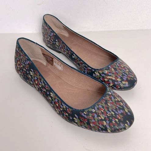 Fossil  Abstract Multicolor Print Leather Round Toe Ballet Flats Skimmers 9.5