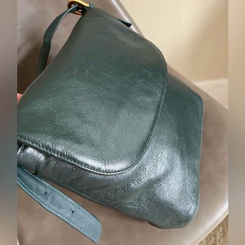 Valerie Stevens VINTAGE  green leather crossbody bucket bag