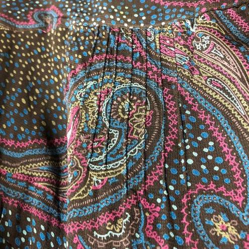 Style & Co , 22W button collared top, short sleeves, brown blue, maroon paisley