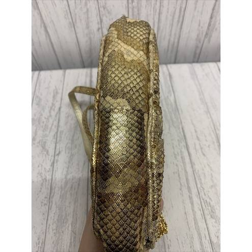 Stuart Weitzman Womens  Vintage Gold Snake Skin Clutch