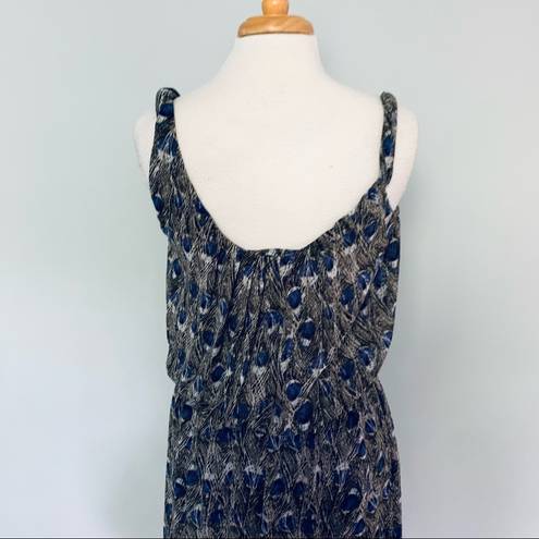 Angie  Francescas Collection Black Gray Blue Feather Sleeveless Sun Dress Size S