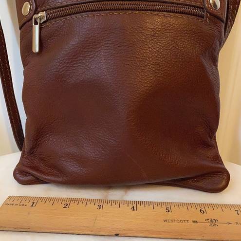 Vera Pelle  brown pebbled leather crossbody ITALY