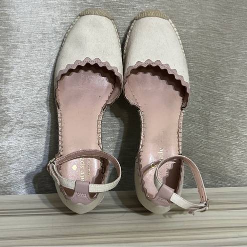 Kate Spade  Thea Espadrilles Wedge Sandal Women's Ivory Canvas Size 10