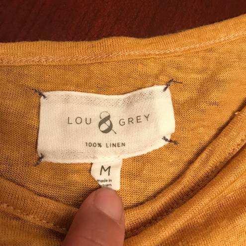 Lou & grey  Shirt SZ M Mustard Yellow 100% Linen