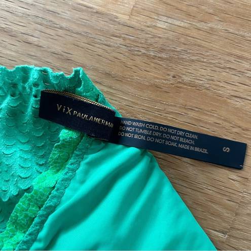 Vix Paula Hermanny  Scales Ripple String Bikini Bottoms in Apple Green Small NEW