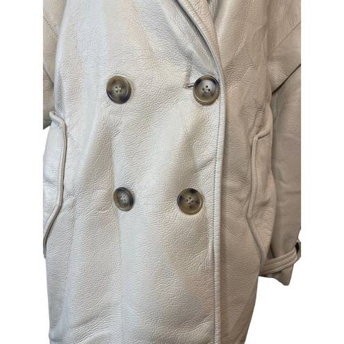 Apparis Kiera Faux Leather Trench Coat in Ivory Large