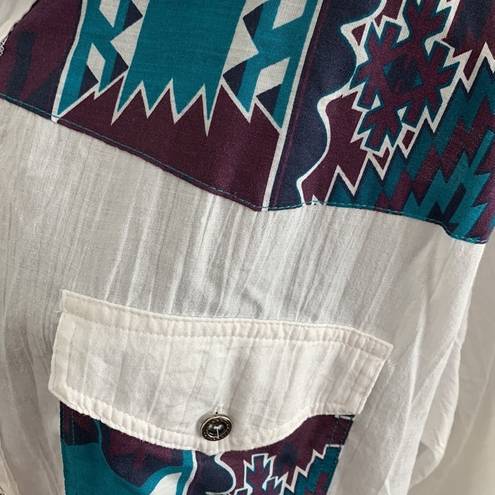 Krass&co Vintage 80s/90s Women’s Tap &  Western Aztec Cowgirl Button Down Shirt