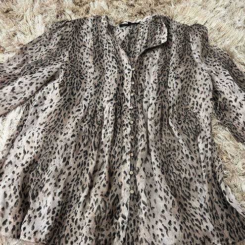 Cynthia Steffe Women’s Cheetah Print Sheer Top Sz L