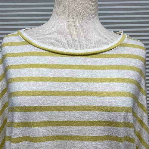 Cupcakes and Cashmere S //  Yellow Stripe Linen Blend Flutter Sleeves Top