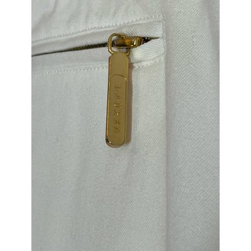 Krass&co Lauren Jeans  White High Rise Stretch Gold Zipper Sailor Capris Size 4P