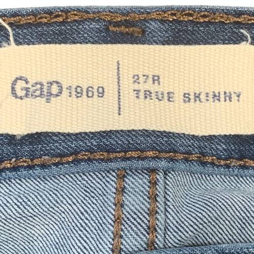 Gap  True Skinny Jeans Straight Leg Medium Wash Cropped Size 27