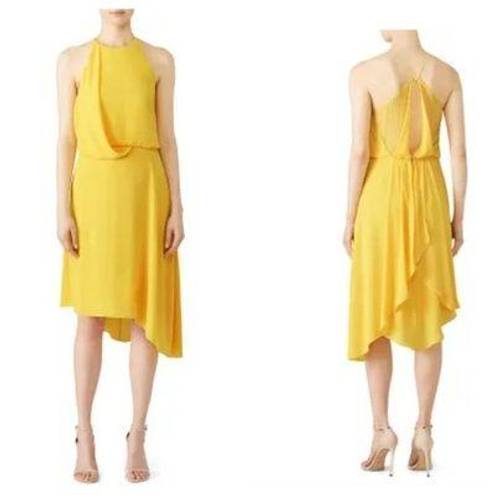 Halston Heritage  Yellow Draped Dress Asymmetrical Cocktail Dress