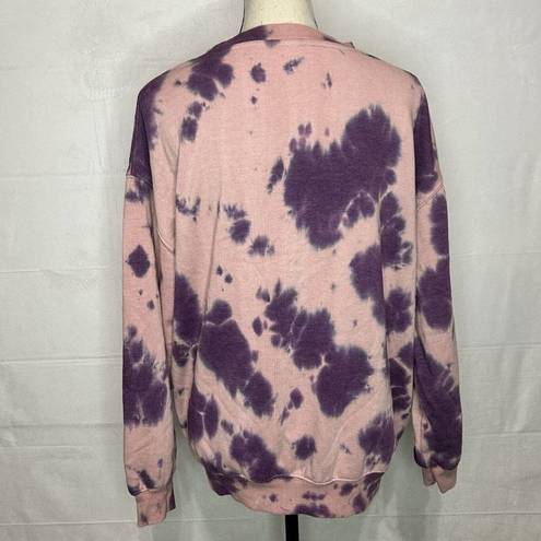 Mighty fine  Good Vibes Pink Purple Tie Dye Crew neck Sweatshirt Sz L