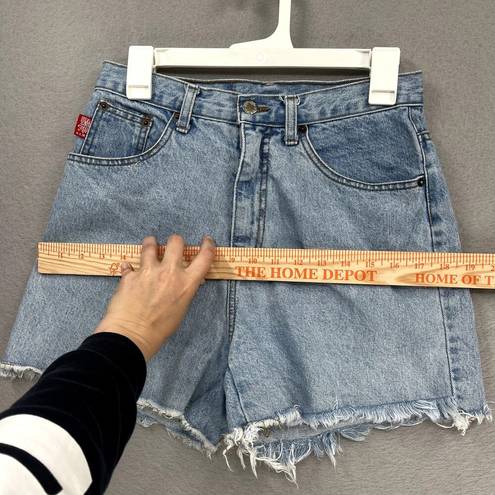 Vintage California Tag Jean Shorts Juniors 11/12 Light Wash Raw Hem High Rise