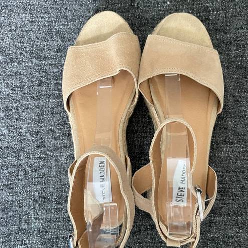 Steve Madden  Gabi Espadrille Platform Sandal Tan Suede Women’s Size 8.5